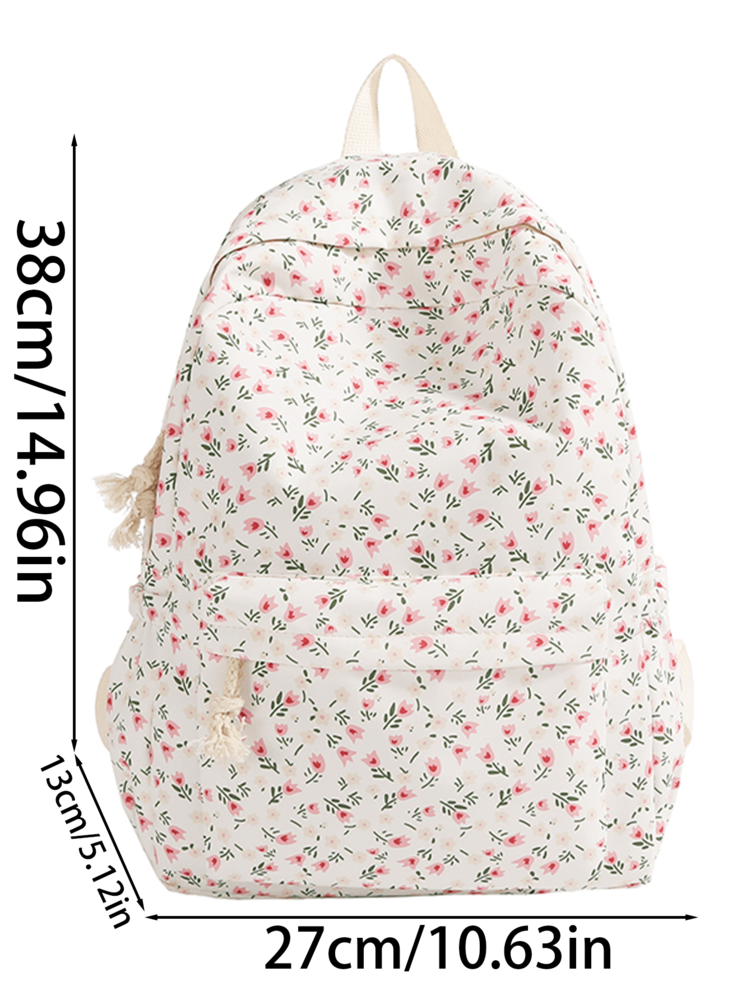 Floral Pattern Backpack 15.6 Inch Laptop School Bag Lightweight Travel Student Backpack Large Capacity Fresh Cute Casual Daypack Gift