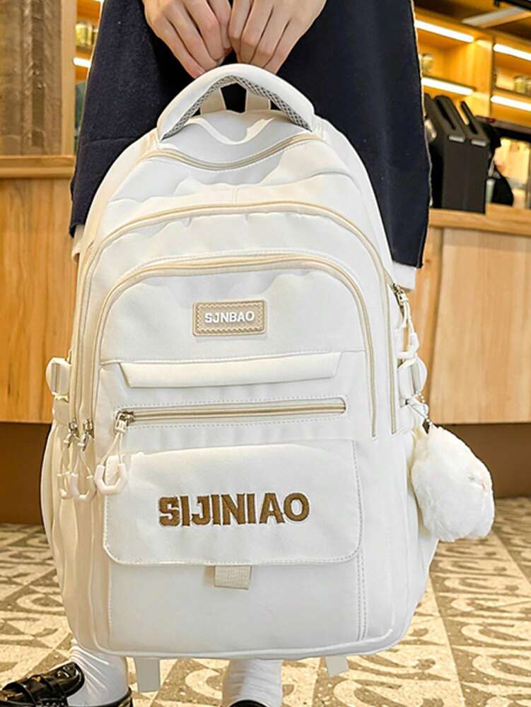Versatile Large Capacity Nylon Student Backpack Waterproof Outdoor Lightweight Casual School Bag No Pendant College Travel Daypack