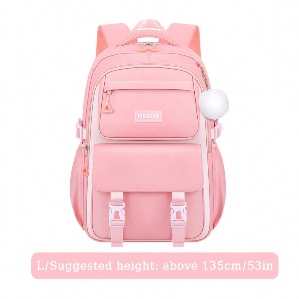 Purple Pink Large Capacity Girls Backpack With Pendant Lightweight Multi Purpose Casual School Bag Birthday Gift Back To School Travel