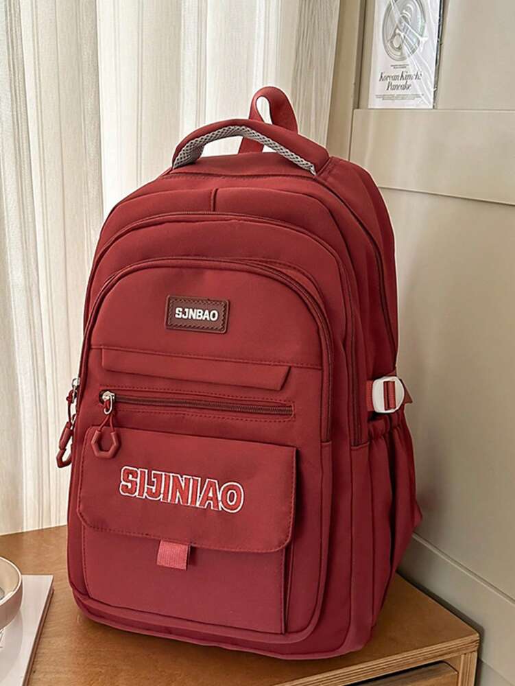 Versatile Large Capacity Nylon Student Backpack Waterproof Outdoor Lightweight Casual School Bag No Pendant College Travel Daypack