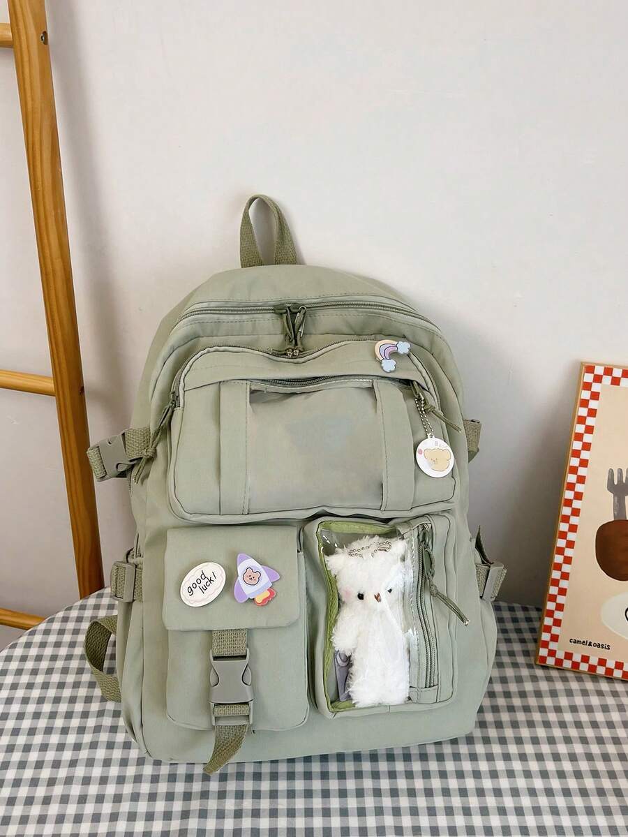 High Capacity Student Backpack With Cute Ins Style Design Practical Casual School Bag For Teen Girls Boys Fashion Daily Use Daypack