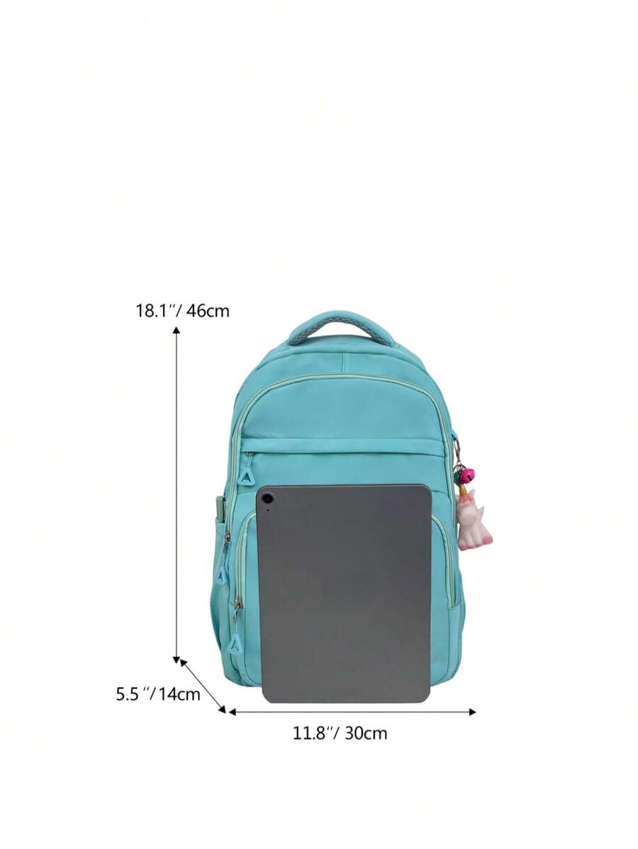Large Capacity Lightweight Student School Backpack With Accessory Charm Casual Bookbag For Middle High School Boys Girls Daily Use
