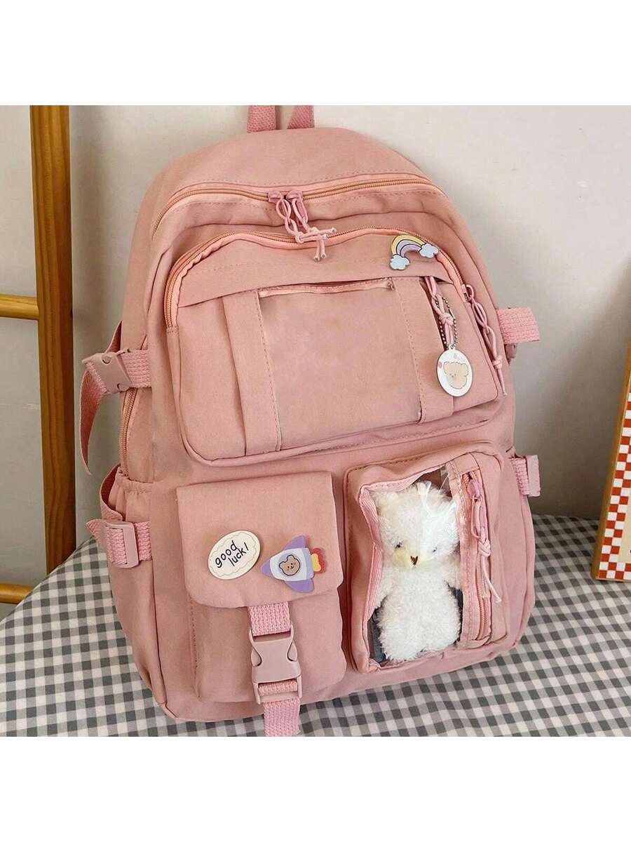 High Capacity Student Backpack With Cute Ins Style Design Practical Casual School Bag For Teen Girls Boys Fashion Daily Use Daypack
