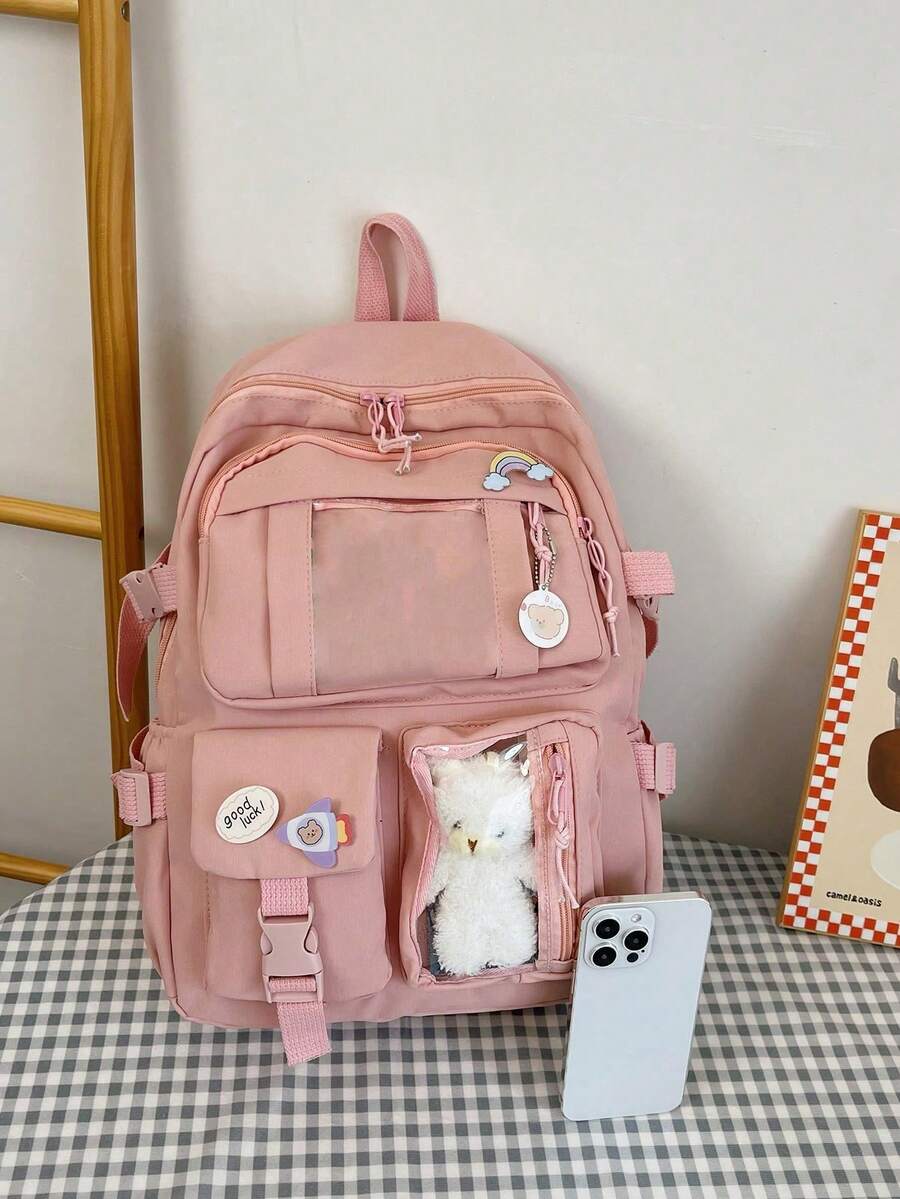 High Capacity Student Backpack With Cute Ins Style Design Practical Casual School Bag For Teen Girls Boys Fashion Daily Use Daypack
