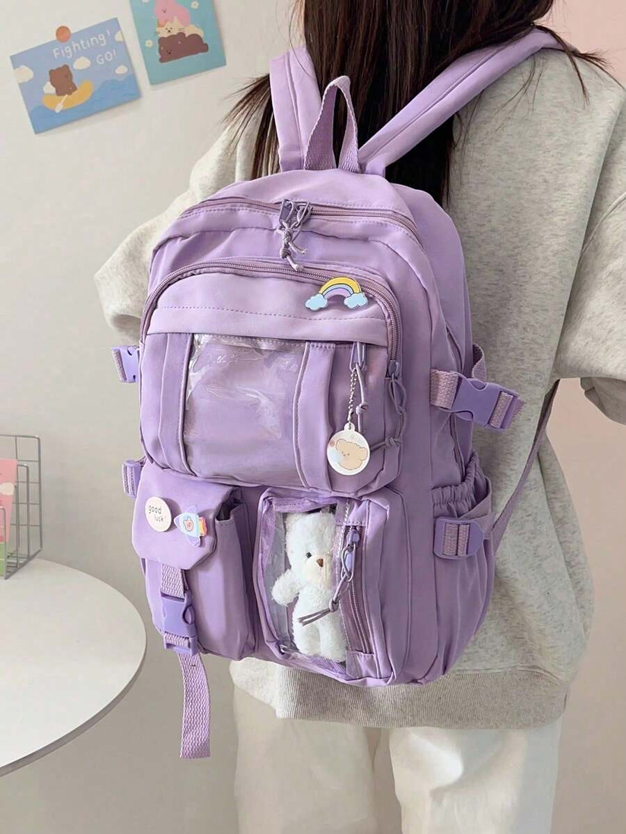 High Capacity Student Backpack With Cute Ins Style Design Practical Casual School Bag For Teen Girls Boys Fashion Daily Use Daypack