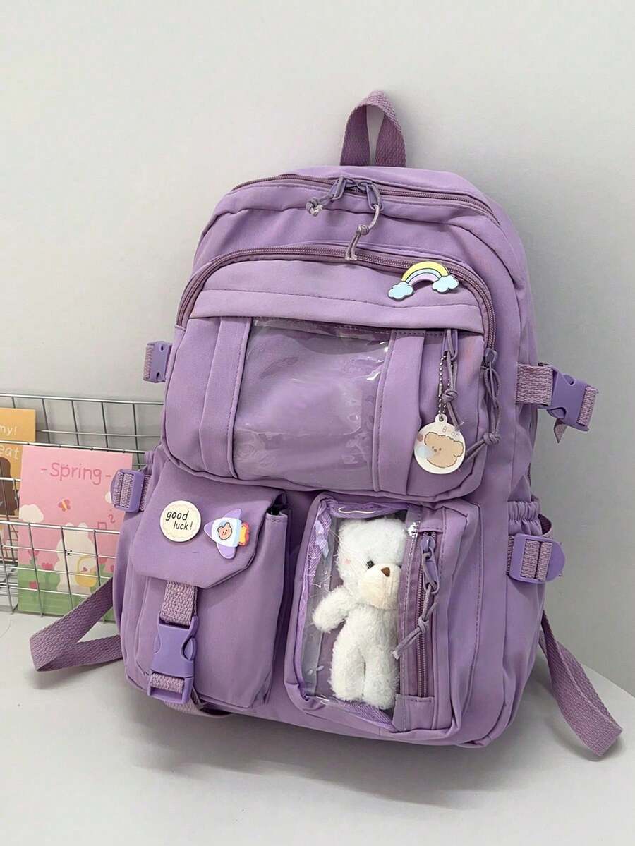 High Capacity Student Backpack With Cute Ins Style Design Practical Casual School Bag For Teen Girls Boys Fashion Daily Use Daypack