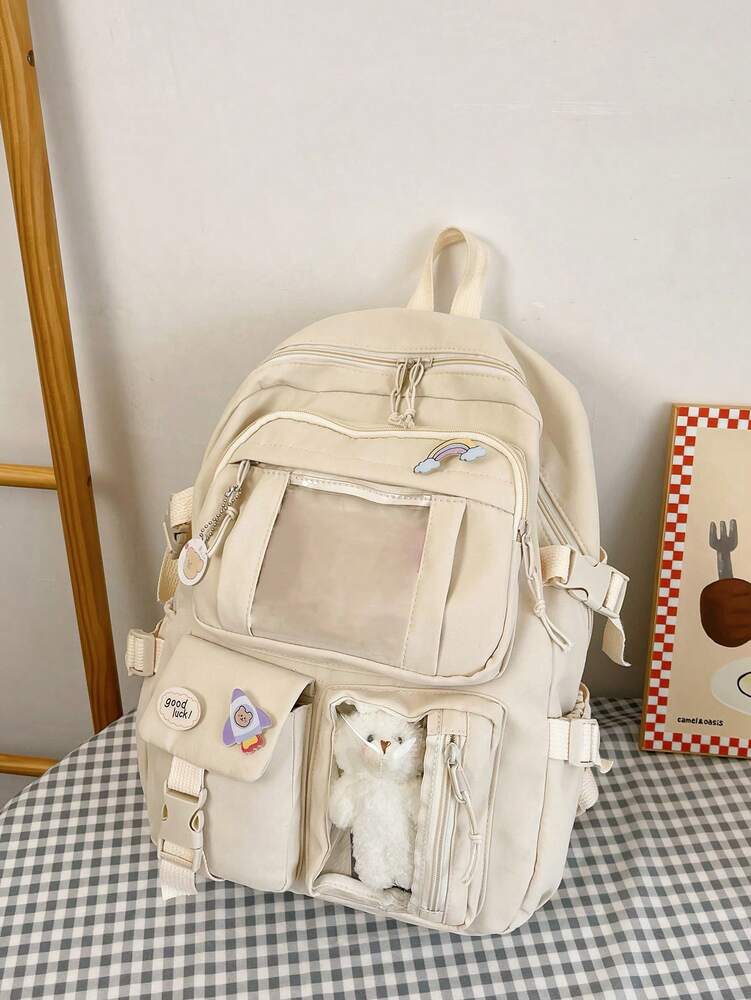 High Capacity Student Backpack With Cute Ins Style Design Practical Casual School Bag For Teen Girls Boys Fashion Daily Use Daypack