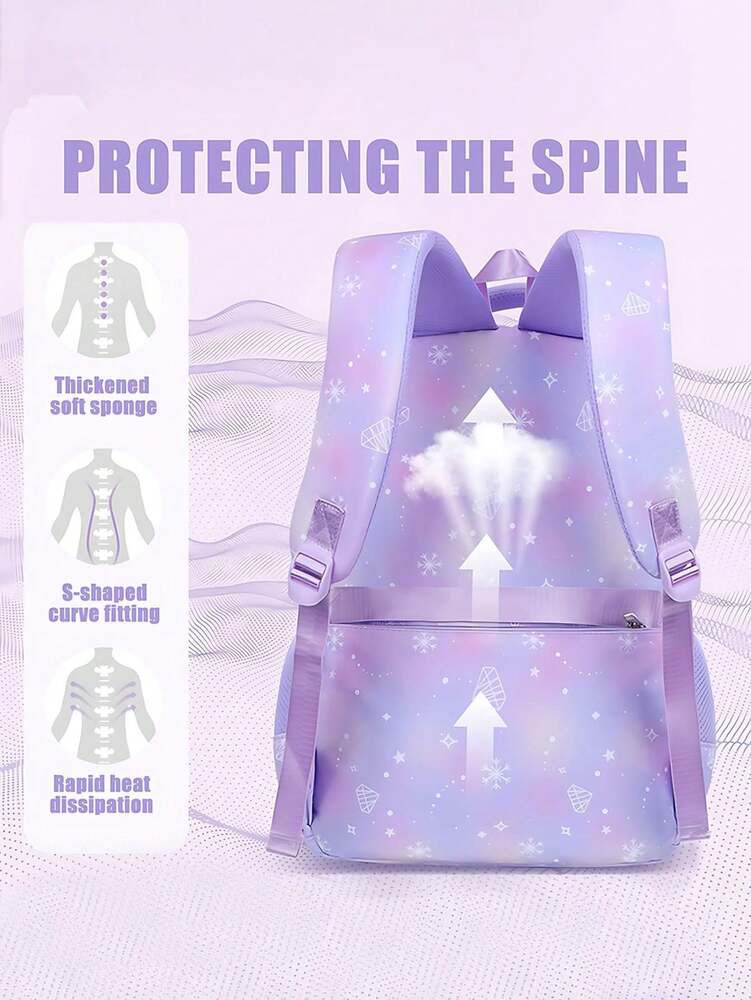 3pcs Girls School Backpack Set With Lunch Bag Pencil Case Outdoor Travel Student Bag Casual Bookbag Suitable For Teenage Girls Random Print