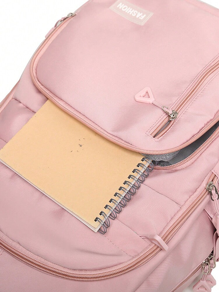 Large Capacity Lightweight Student School Backpack With Accessory Charm Casual Bookbag For Middle High School Boys Girls Daily Use