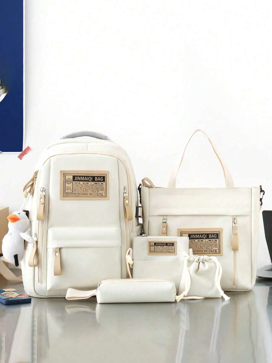 5pcs School Backpack Set With Laptop Compartment Classic Basic Multi Piece Student Bag Handbag Crossbody Coin Purse Pencil Case