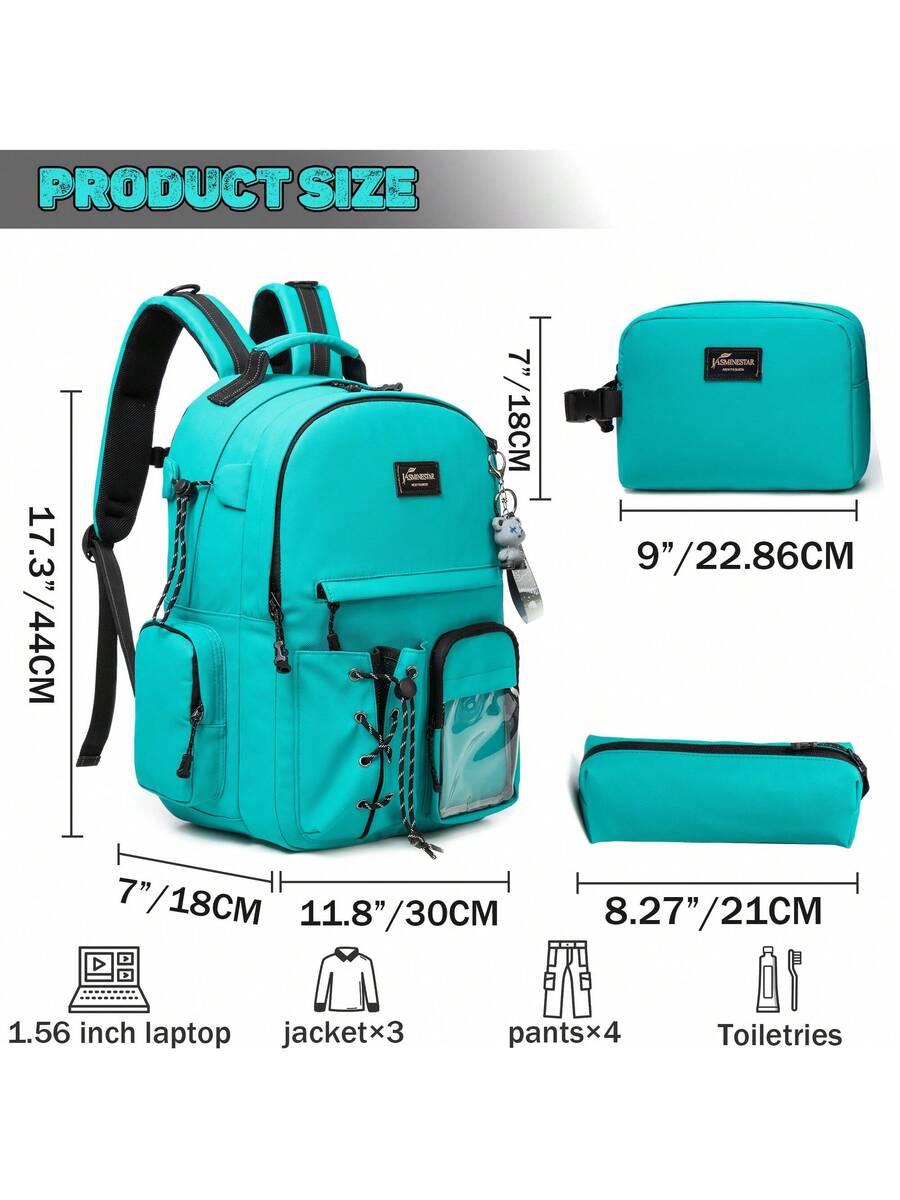 3pcs Multi Pocket Student Backpack Set For Girls Boys Includes School Bag Lunch Box Pencil Case Casual Leather Bookbag Travel Everyday