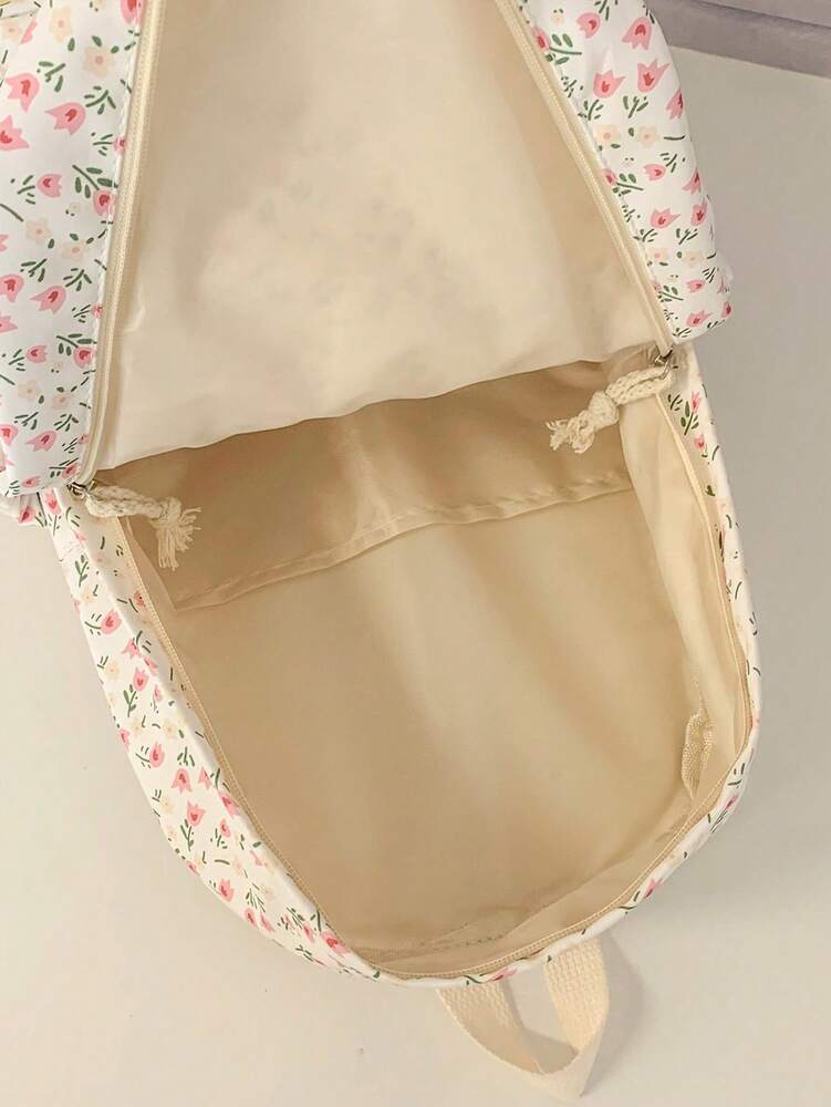 Floral Pattern Backpack 15.6 Inch Laptop School Bag Lightweight Travel Student Backpack Large Capacity Fresh Cute Casual Daypack Gift