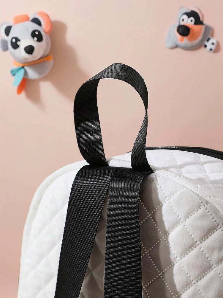Cartoon Letter Car Pattern Rhombus Backpack With Zipper Closure Stylish School Bag For Boys Girls Casual Outdoor Activities Daypack