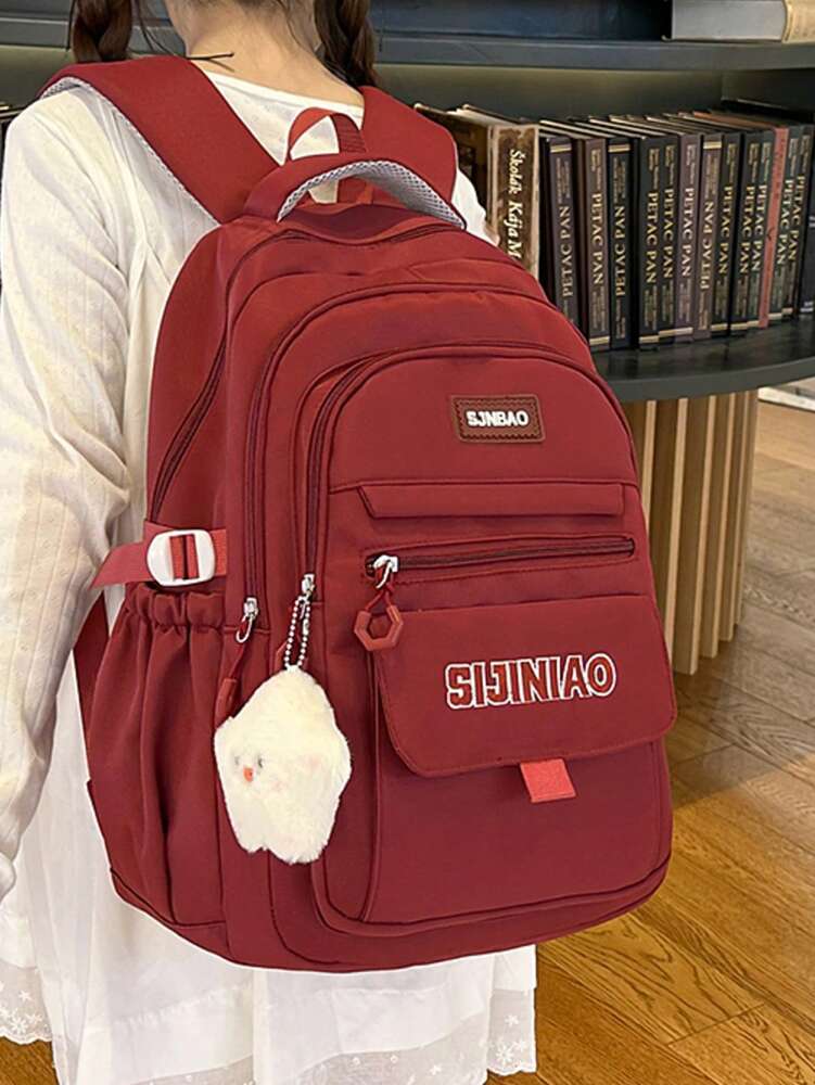 Versatile Large Capacity Nylon Student Backpack Waterproof Outdoor Lightweight Casual School Bag No Pendant College Travel Daypack