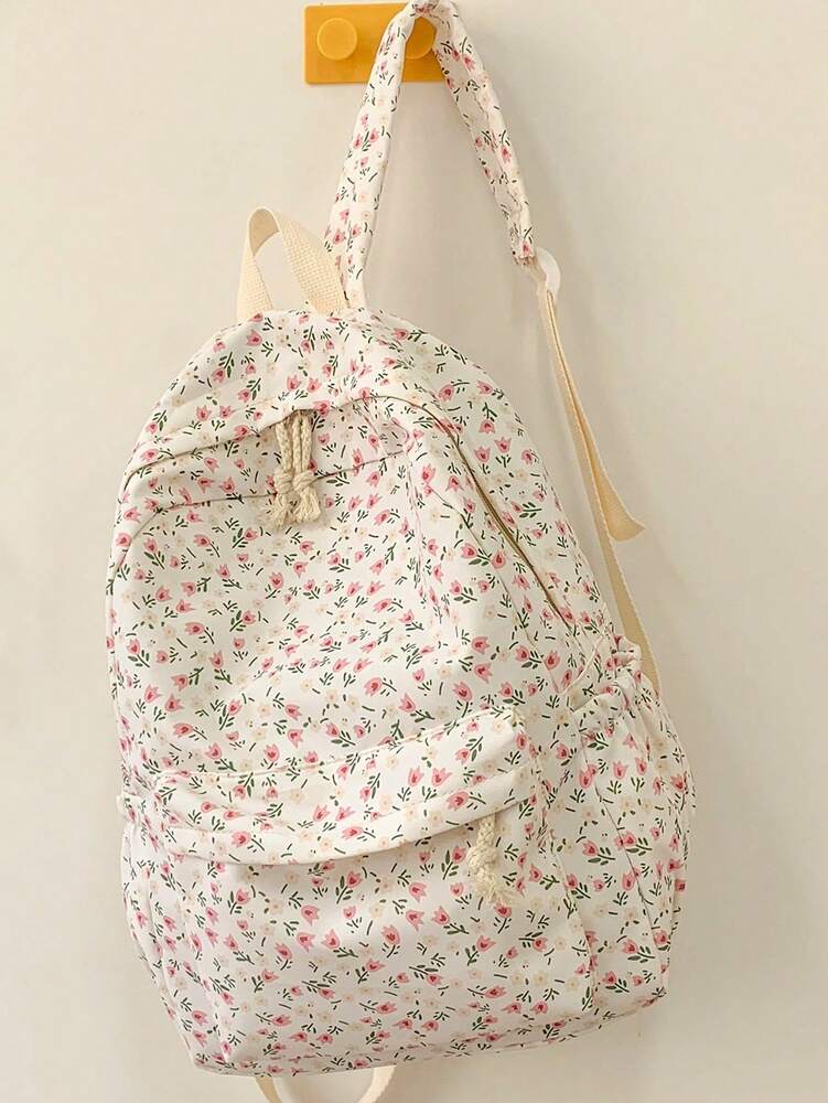 Floral Pattern Backpack 15.6 Inch Laptop School Bag Lightweight Travel Student Backpack Large Capacity Fresh Cute Casual Daypack Gift