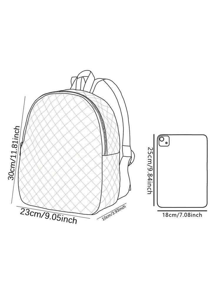Cartoon Letter Car Pattern Rhombus Backpack With Zipper Closure Stylish School Bag For Boys Girls Casual Outdoor Activities Daypack