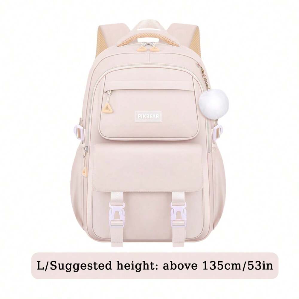 Purple Pink Large Capacity Girls Backpack With Pendant Lightweight Multi Purpose Casual School Bag Birthday Gift Back To School Travel
