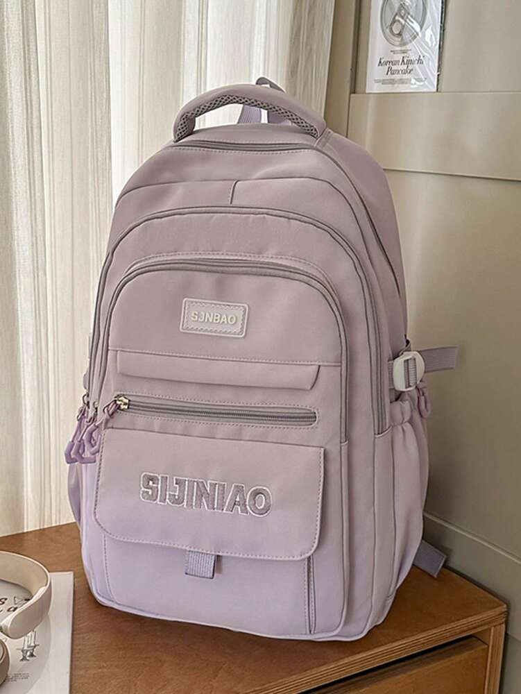 Versatile Large Capacity Nylon Student Backpack Waterproof Outdoor Lightweight Casual School Bag No Pendant College Travel Daypack