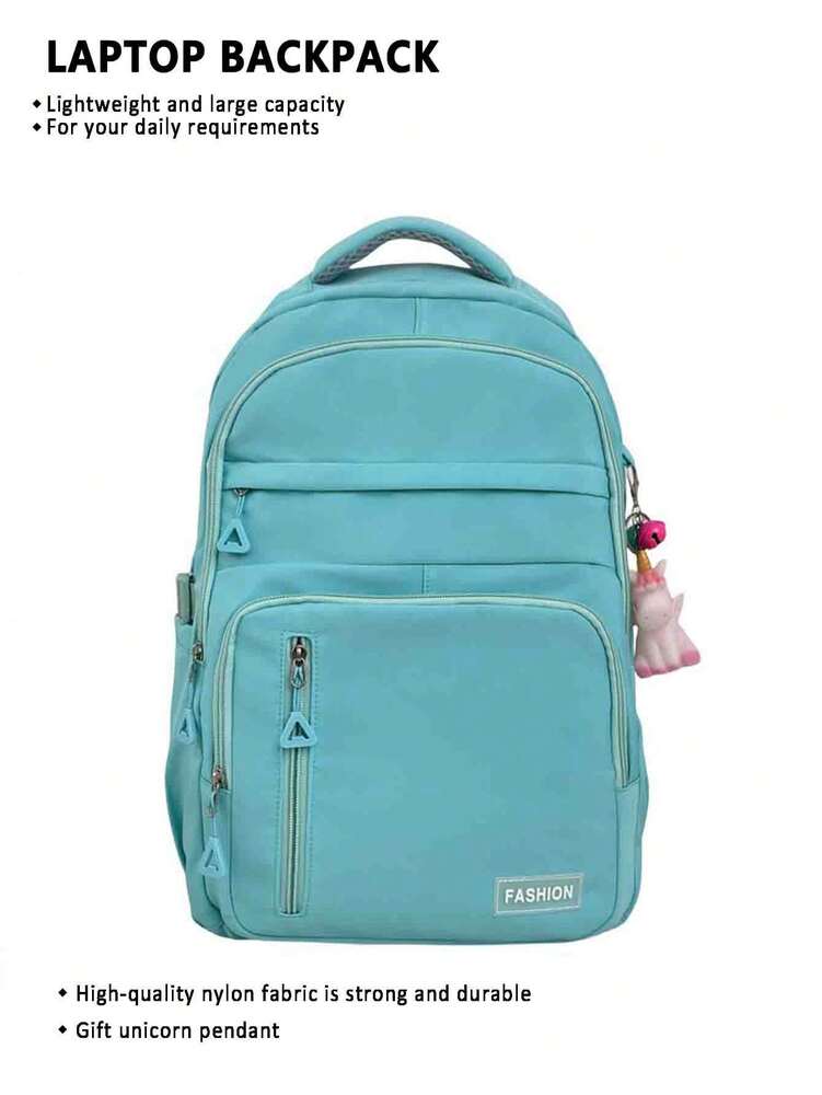 Large Capacity Lightweight Student School Backpack With Accessory Charm Casual Bookbag For Middle High School Boys Girls Daily Use