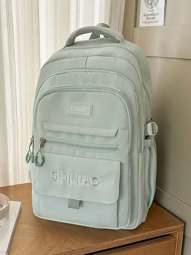 Versatile Large Capacity Nylon Student Backpack Waterproof Outdoor Lightweight Casual School Bag No Pendant College Travel Daypack