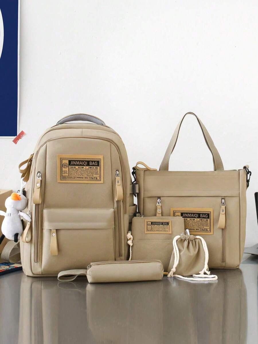 5pcs School Backpack Set With Laptop Compartment Classic Basic Multi Piece Student Bag Handbag Crossbody Coin Purse Pencil Case
