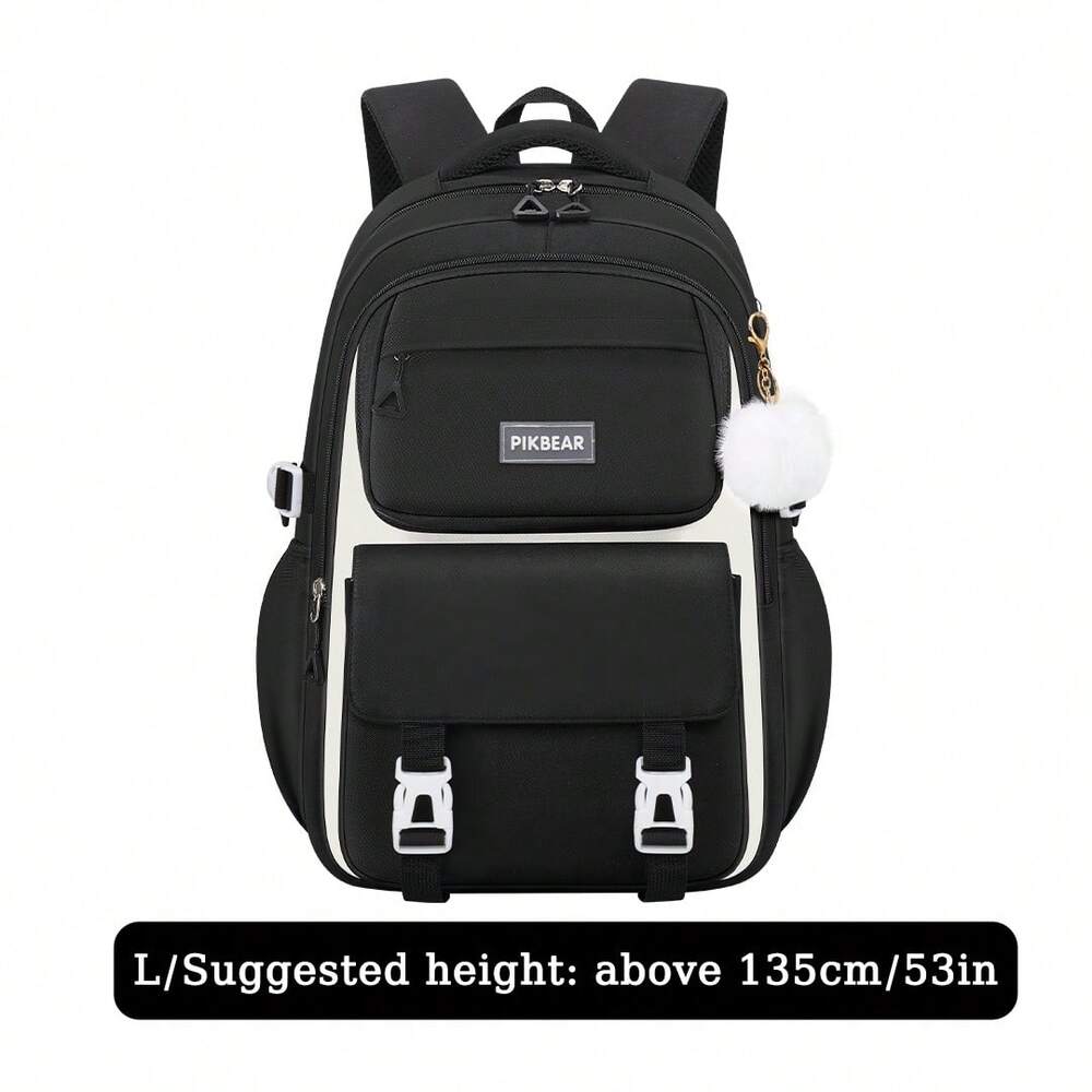Purple Pink Large Capacity Girls Backpack With Pendant Lightweight Multi Purpose Casual School Bag Birthday Gift Back To School Travel