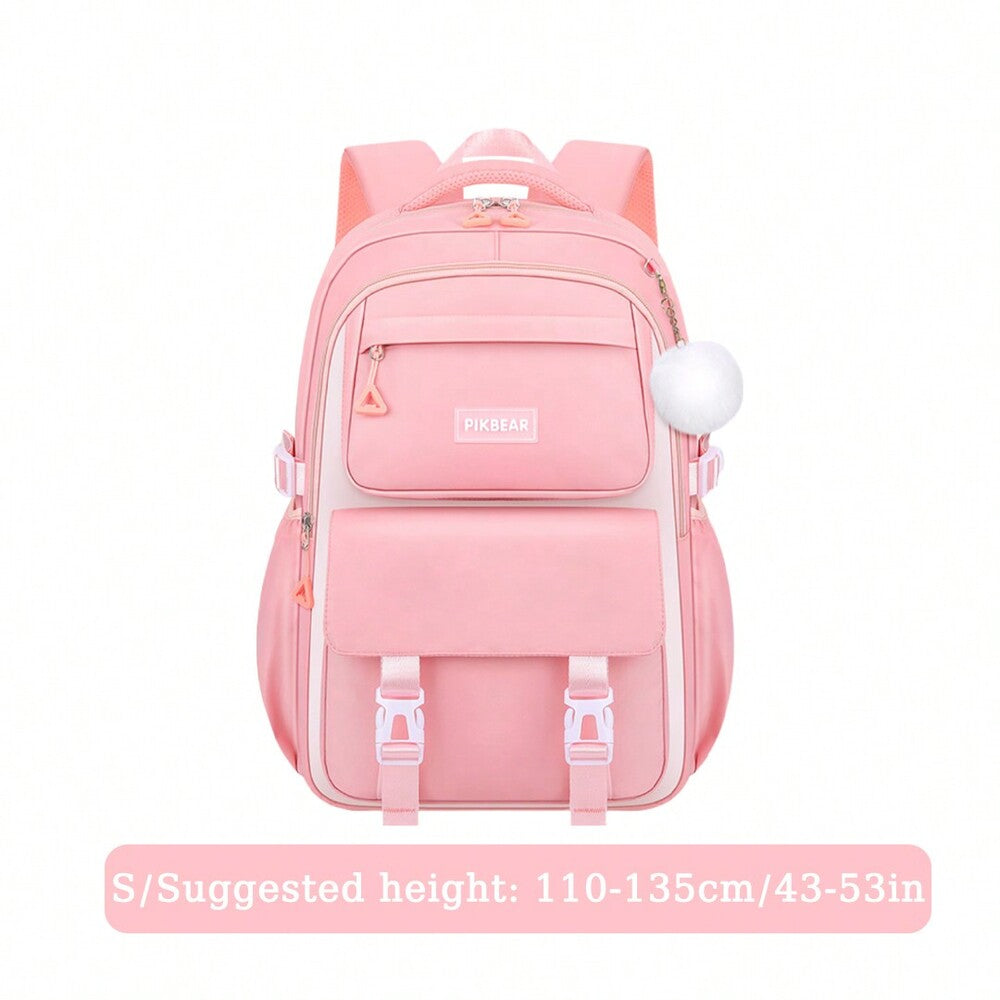 Purple Pink Large Capacity Girls Backpack With Pendant Lightweight Multi Purpose Casual School Bag Birthday Gift Back To School Travel