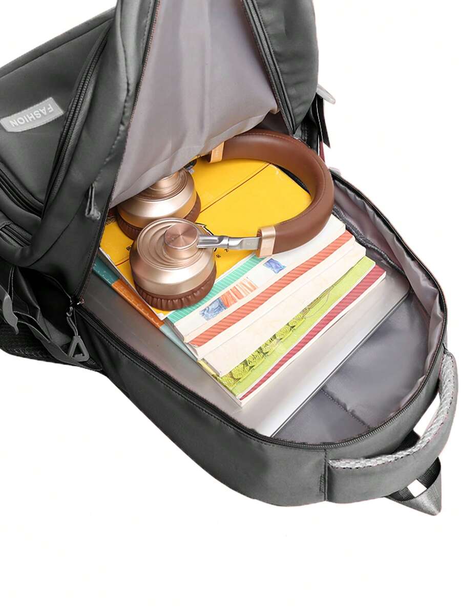 Large Capacity Lightweight Student School Backpack With Accessory Charm Casual Bookbag For Middle High School Boys Girls Daily Use