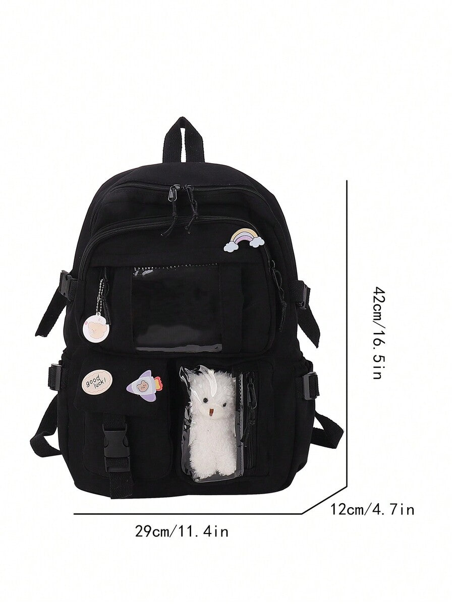 High Capacity Student Backpack With Cute Ins Style Design Practical Casual School Bag For Teen Girls Boys Fashion Daily Use Daypack