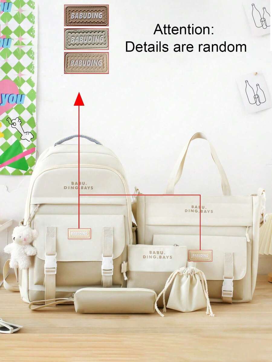 5pcs School Backpack Set With Laptop Compartment Classic Basic Multi Piece Student Bag Handbag Crossbody Coin Purse Pencil Case