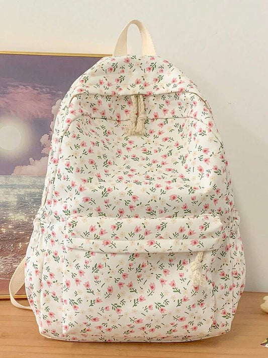 Floral Pattern Backpack 15.6 Inch Laptop School Bag Lightweight Travel Student Backpack Large Capacity Fresh Cute Casual Daypack Gift