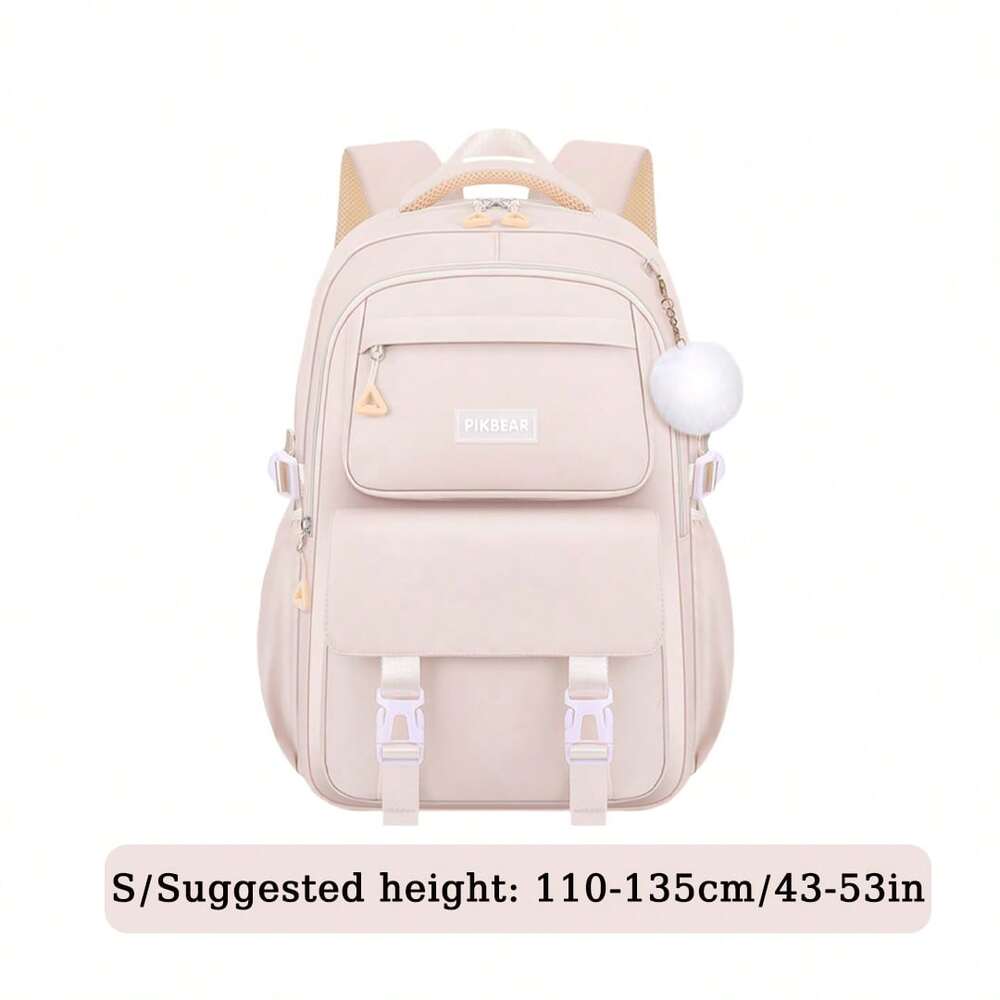 Purple Pink Large Capacity Girls Backpack With Pendant Lightweight Multi Purpose Casual School Bag Birthday Gift Back To School Travel