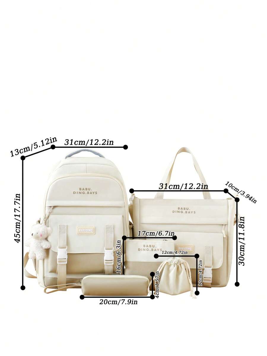 5pcs School Backpack Set With Laptop Compartment Classic Basic Multi Piece Student Bag Handbag Crossbody Coin Purse Pencil Case