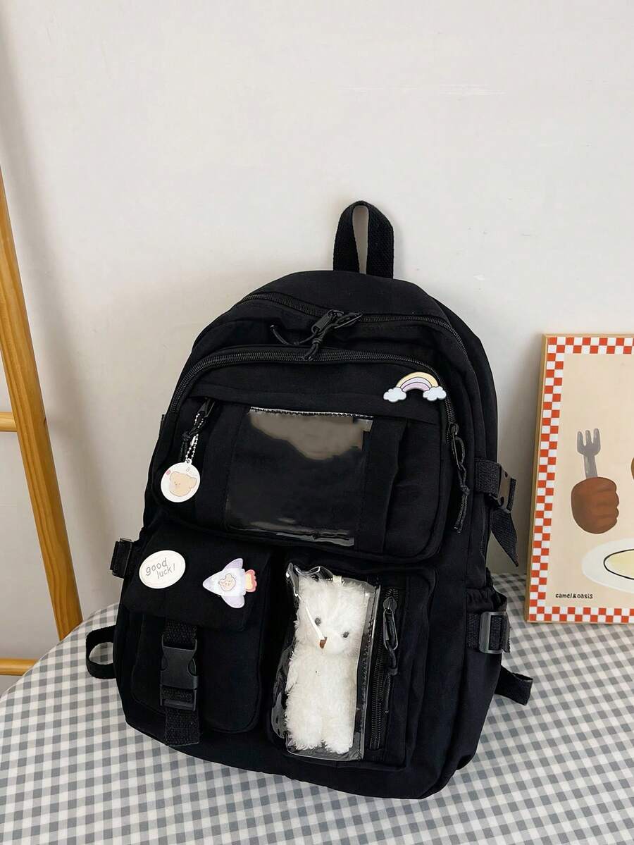 High Capacity Student Backpack With Cute Ins Style Design Practical Casual School Bag For Teen Girls Boys Fashion Daily Use Daypack