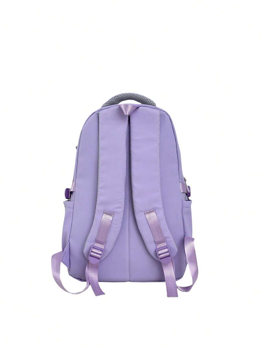 Large Capacity Lightweight Student School Backpack With Accessory Charm Casual Bookbag For Middle High School Boys Girls Daily Use