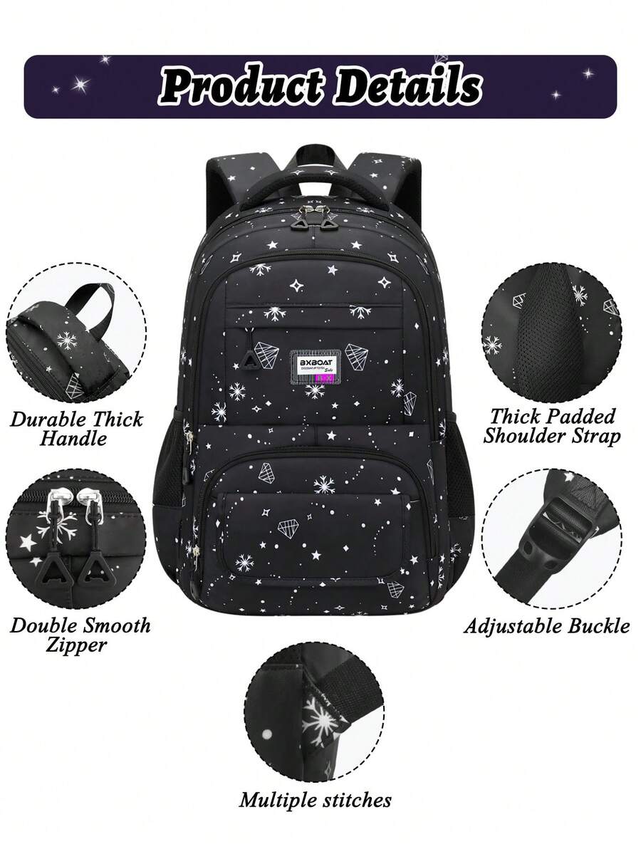 3pcs Girls School Backpack Set With Lunch Bag Pencil Case Outdoor Travel Student Bag Casual Bookbag Suitable For Teenage Girls Random Print
