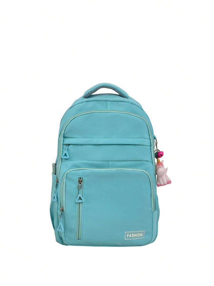Large Capacity Lightweight Student School Backpack With Accessory Charm Casual Bookbag For Middle High School Boys Girls Daily Use