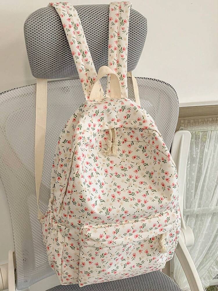 Floral Pattern Backpack 15.6 Inch Laptop School Bag Lightweight Travel Student Backpack Large Capacity Fresh Cute Casual Daypack Gift