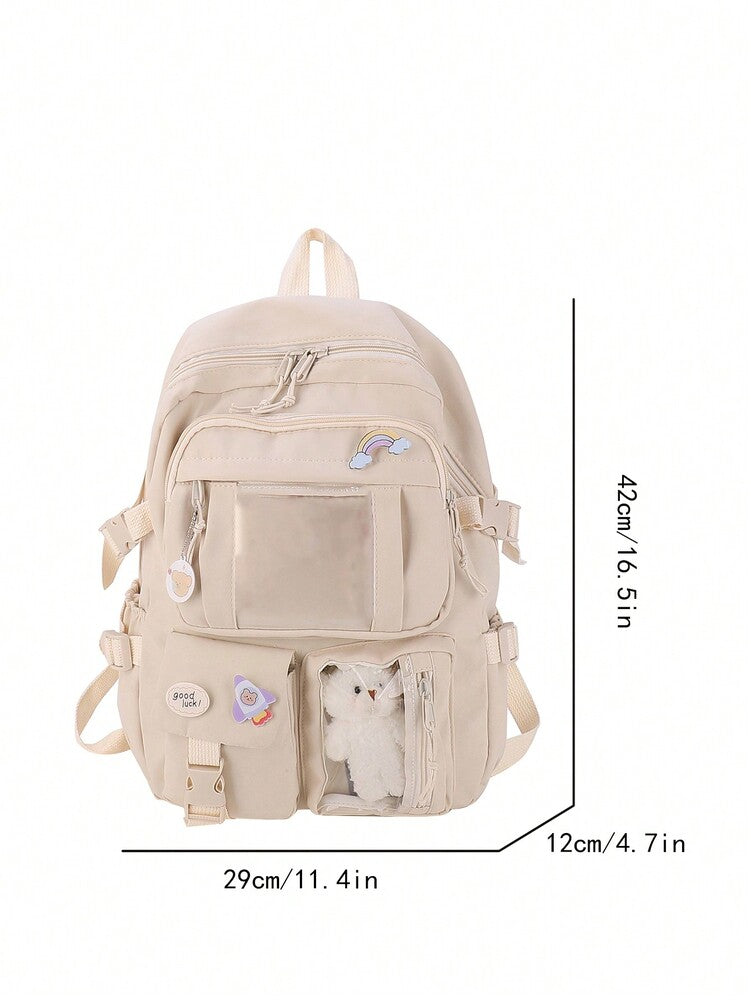 High Capacity Student Backpack With Cute Ins Style Design Practical Casual School Bag For Teen Girls Boys Fashion Daily Use Daypack