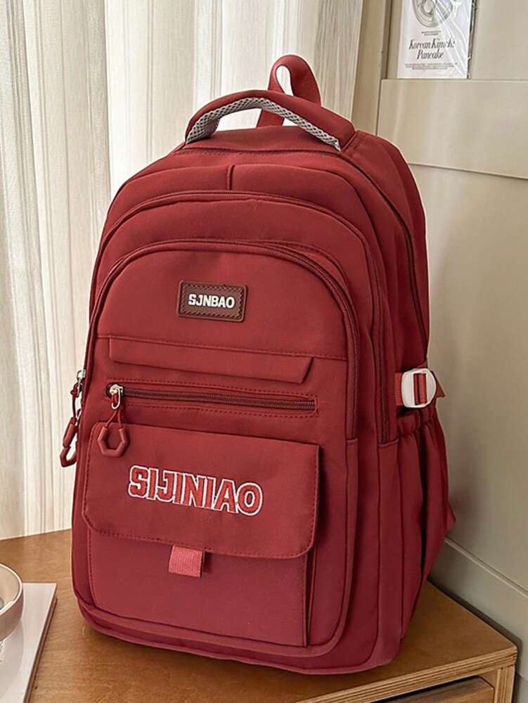 Versatile Large Capacity Nylon Student Backpack Waterproof Outdoor Lightweight Casual School Bag No Pendant College Travel Daypack