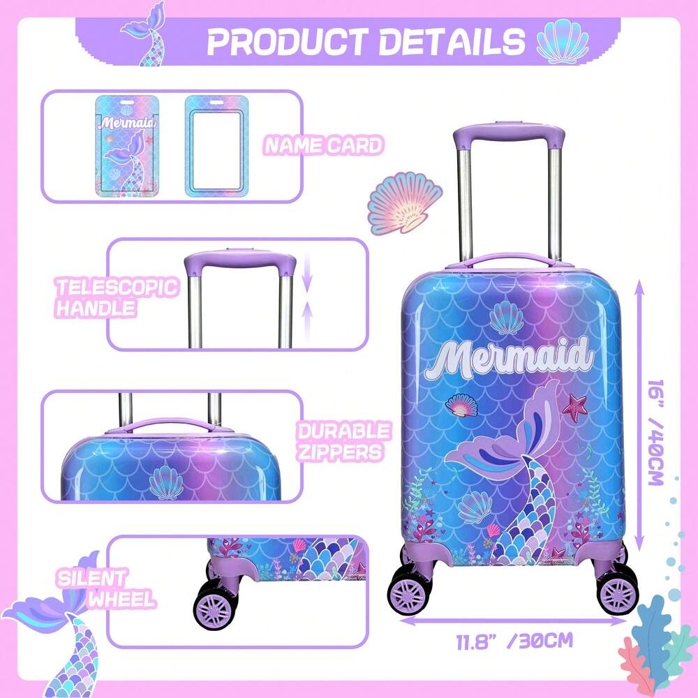 5pcs Luggage Backpack Set For Girls Students With Wheels Suitcase Travel Bag Children Back To School Includes Neck Pillow Handle Random