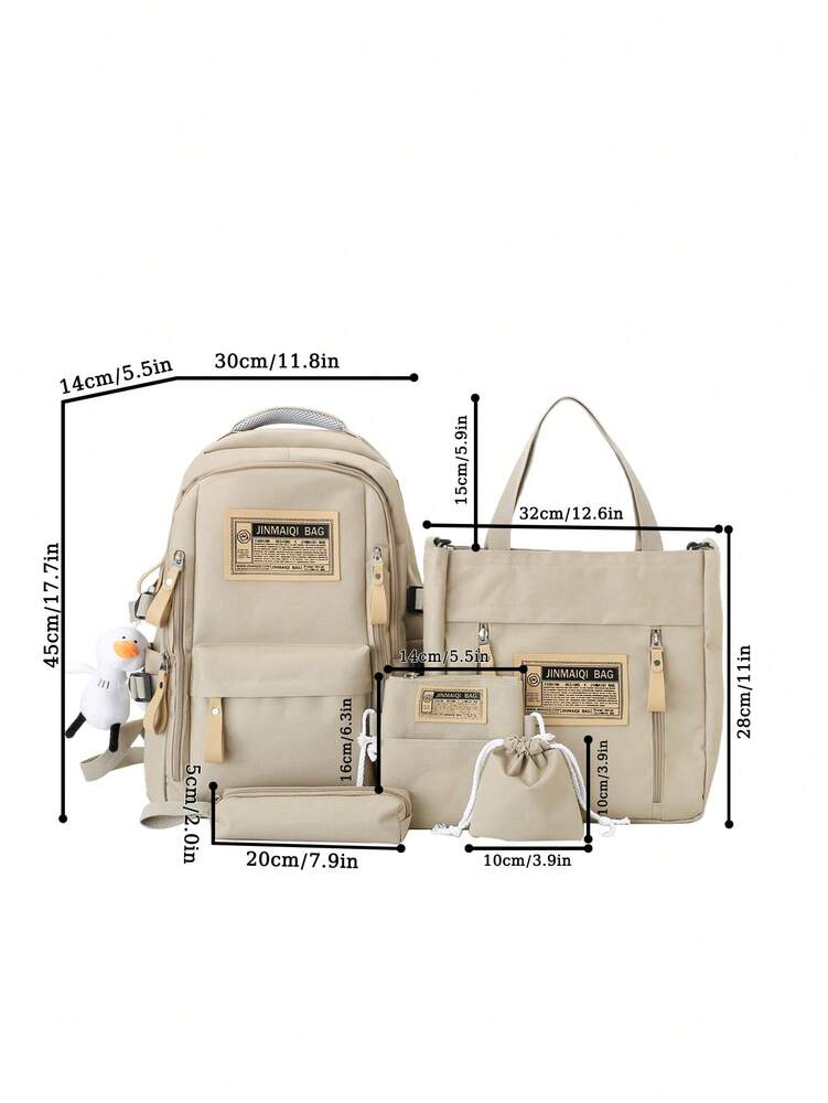 5pcs School Backpack Set With Laptop Compartment Classic Basic Multi Piece Student Bag Handbag Crossbody Coin Purse Pencil Case