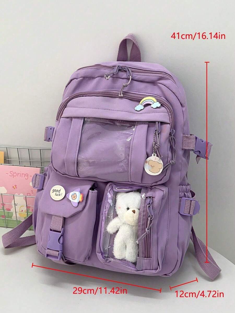 High Capacity Student Backpack With Cute Ins Style Design Practical Casual School Bag For Teen Girls Boys Fashion Daily Use Daypack