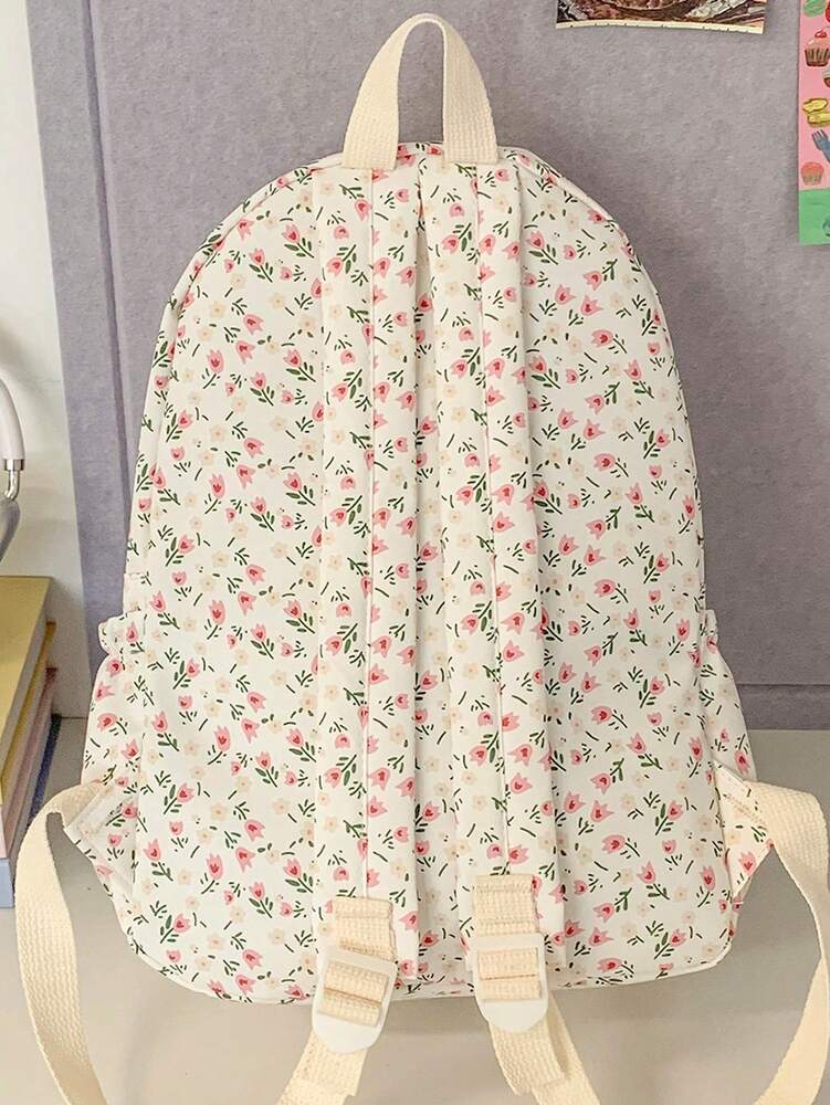 Floral Pattern Backpack 15.6 Inch Laptop School Bag Lightweight Travel Student Backpack Large Capacity Fresh Cute Casual Daypack Gift