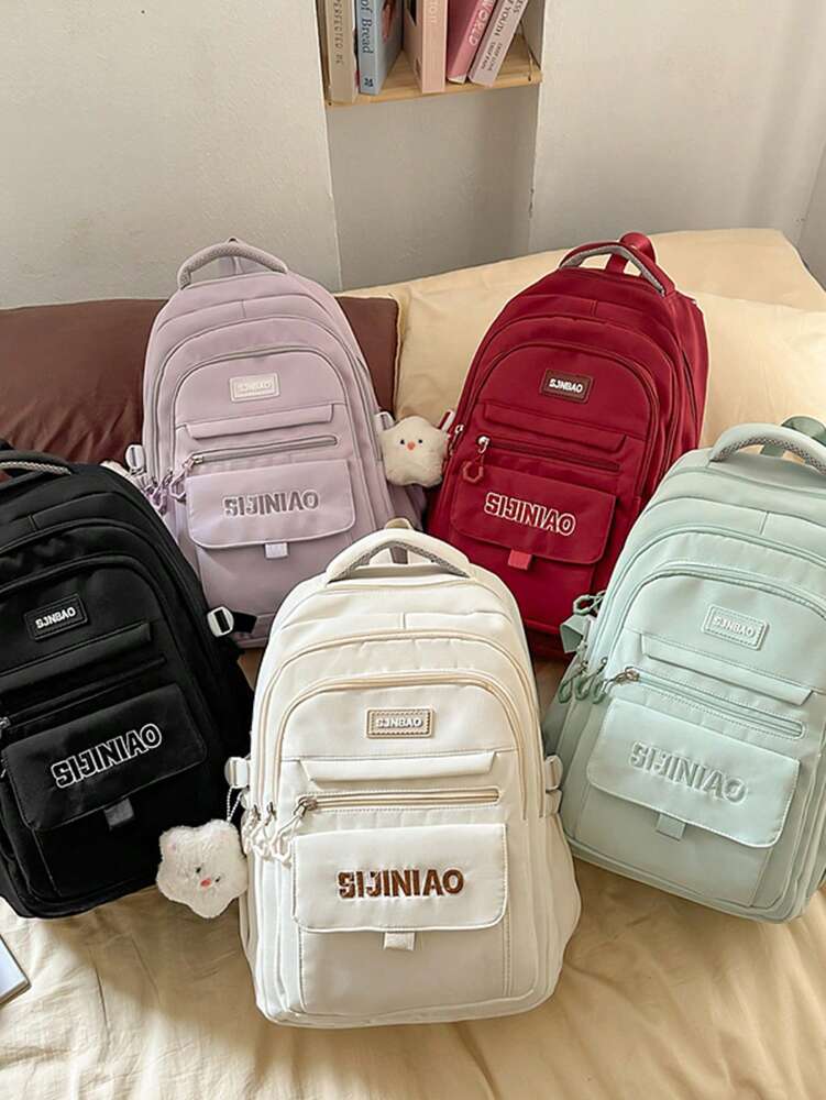 Versatile Large Capacity Nylon Student Backpack Waterproof Outdoor Lightweight Casual School Bag No Pendant College Travel Daypack