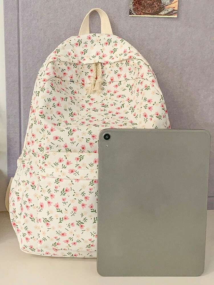 Floral Pattern Backpack 15.6 Inch Laptop School Bag Lightweight Travel Student Backpack Large Capacity Fresh Cute Casual Daypack Gift