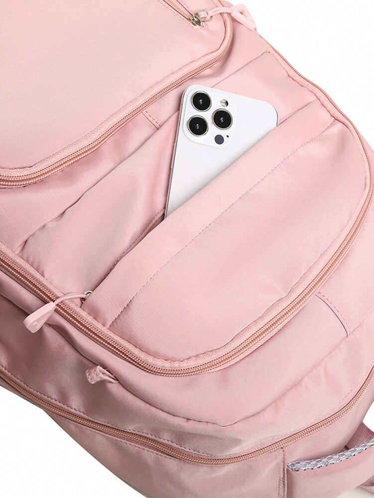 Large Capacity Lightweight Student School Backpack With Accessory Charm Casual Bookbag For Middle High School Boys Girls Daily Use