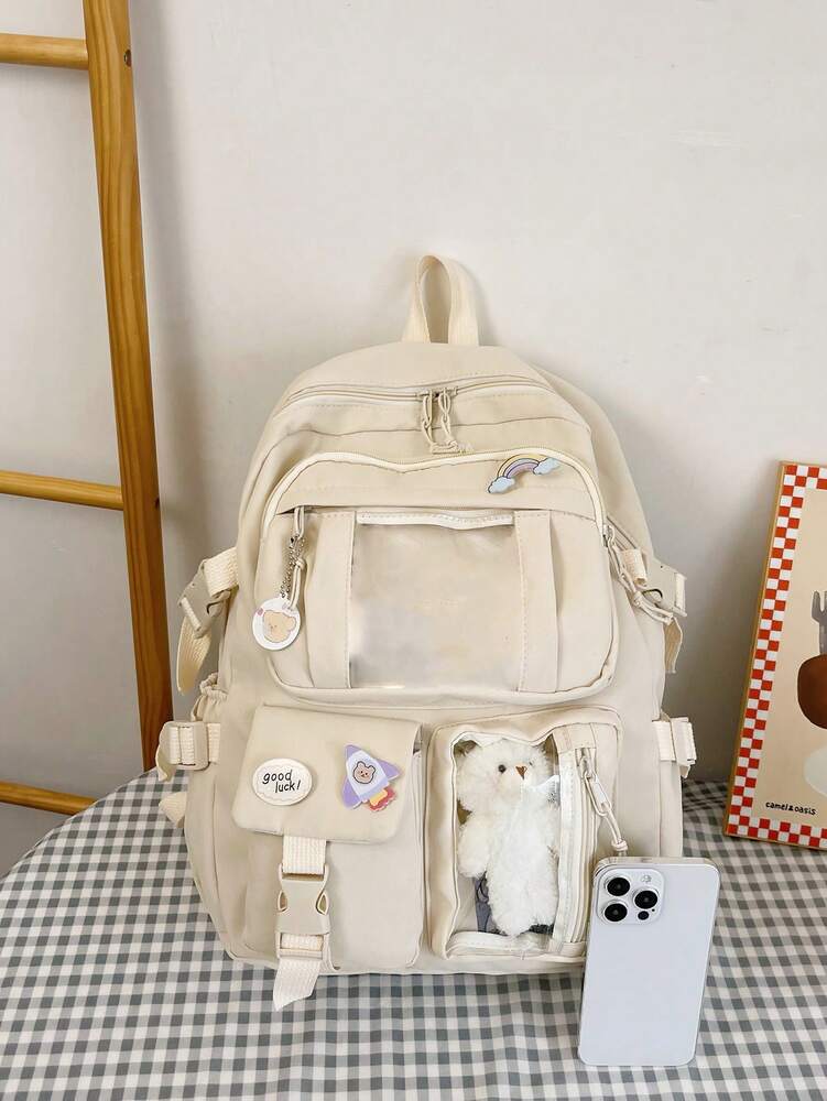 High Capacity Student Backpack With Cute Ins Style Design Practical Casual School Bag For Teen Girls Boys Fashion Daily Use Daypack