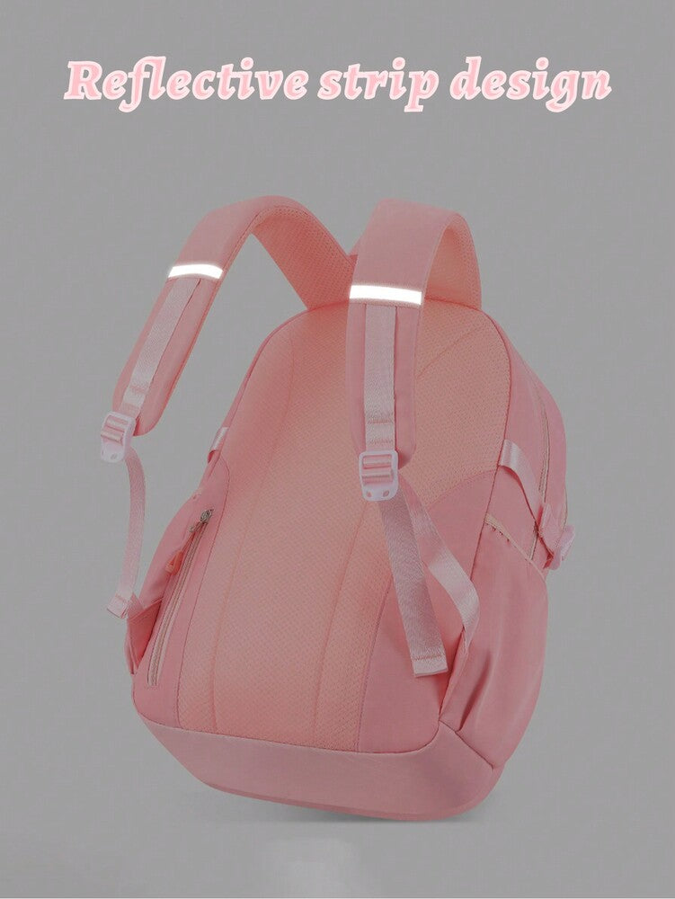 Purple Pink Large Capacity Girls Backpack With Pendant Lightweight Multi Purpose Casual School Bag Birthday Gift Back To School Travel