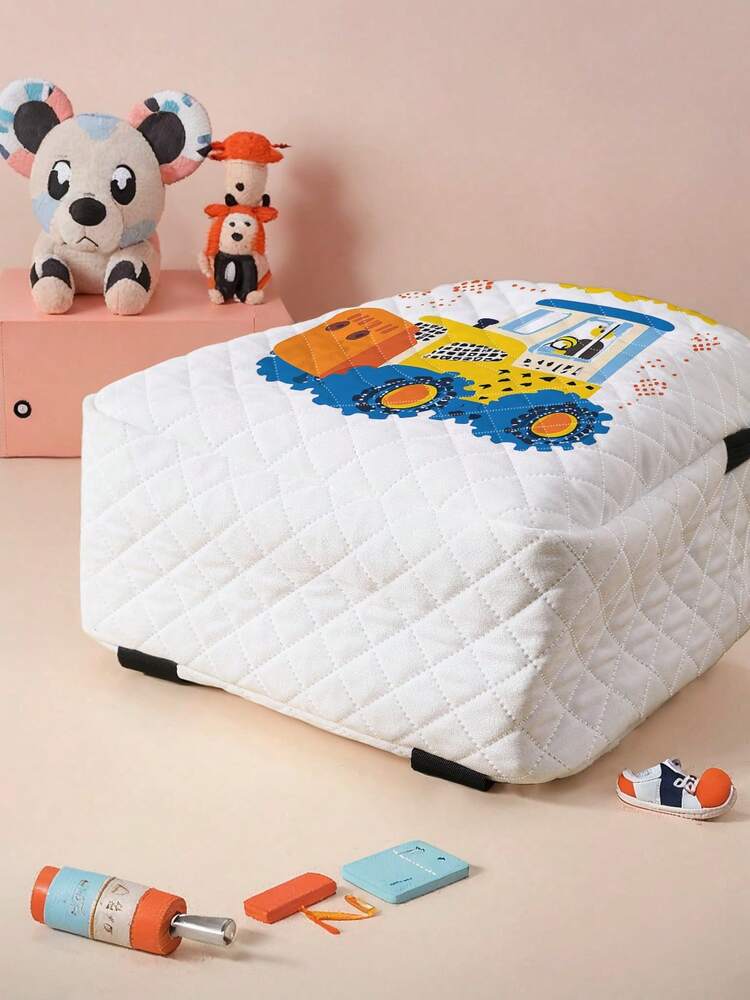 Cartoon Letter Car Pattern Rhombus Backpack With Zipper Closure Stylish School Bag For Boys Girls Casual Outdoor Activities Daypack